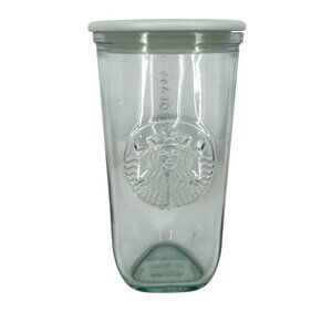 Starbucks Recycled Glass Triangle Cold Cup With Lid 16 ounce Mint